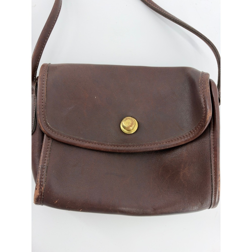 Vintage Coach Chrystie Bag 9892 Mahogany Leather Crossbody USA Made Flaw